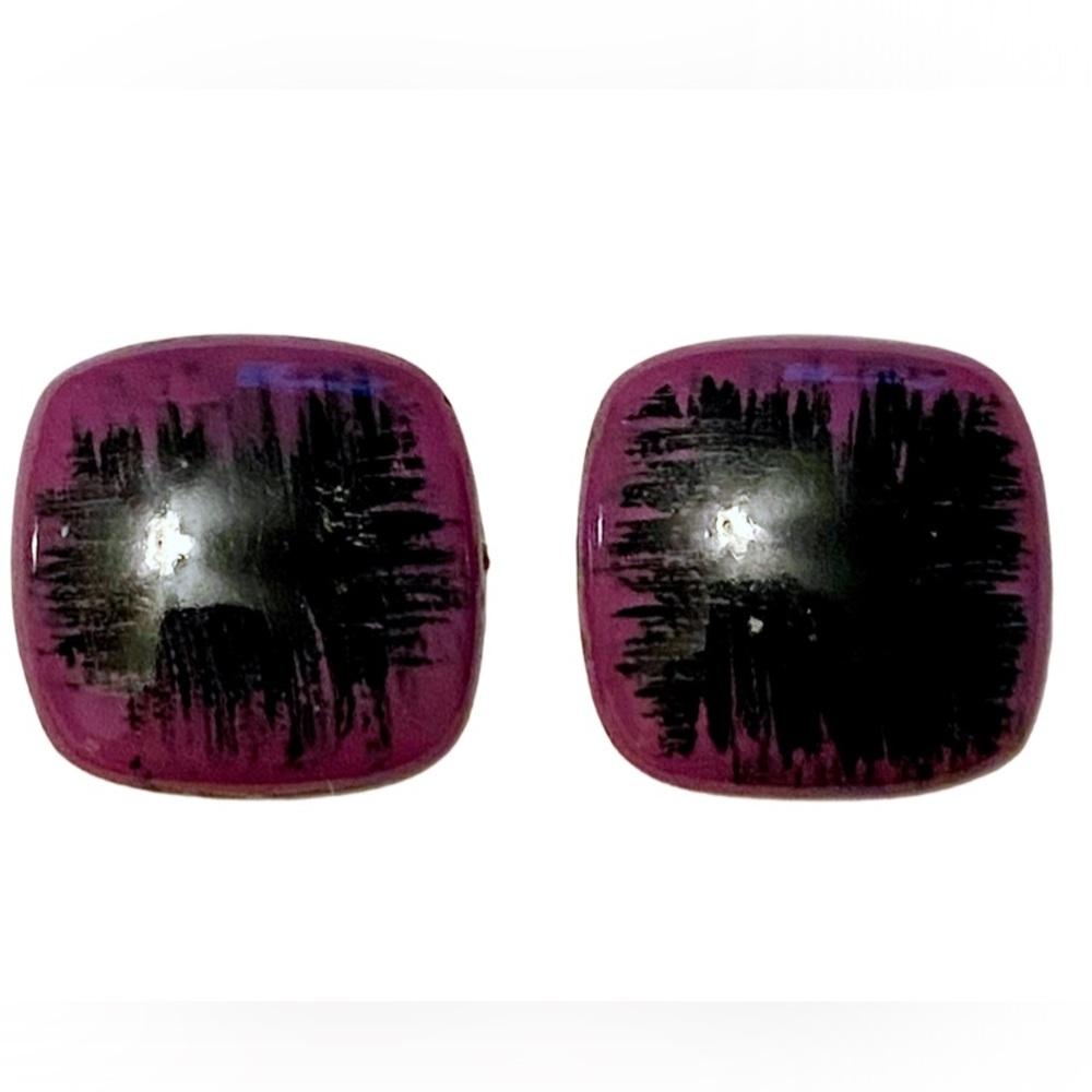 Vintage Purple Black Earrings